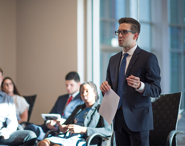 Business student presenting