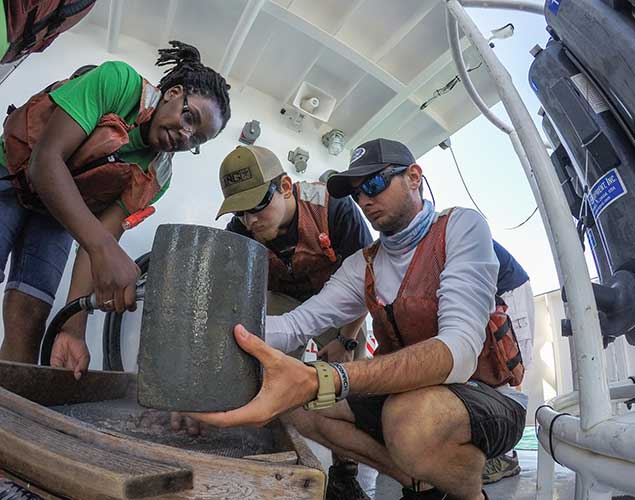 Photo of students learning on research vessel