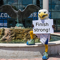 Azul holding sign up- Finish Strong!