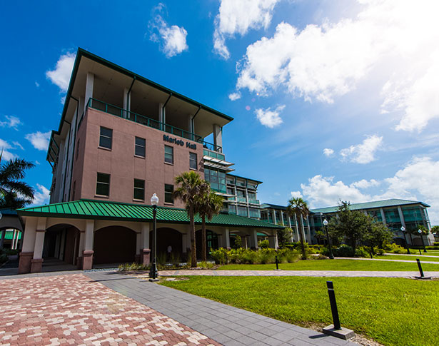 Photo: Marieb College is a leader in health and human services education that prepares students to excel in the real world. Photo of entrance to Marieb College