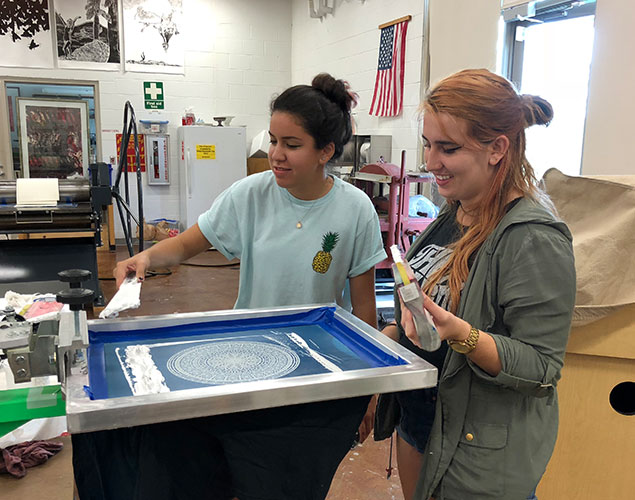 Design students working on class project