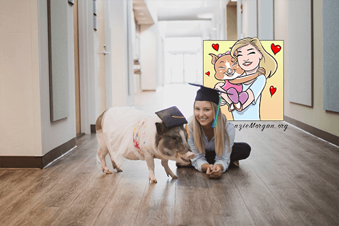Makenzie Whitaker and Olive the Pig creator of Kidney Kronicles 