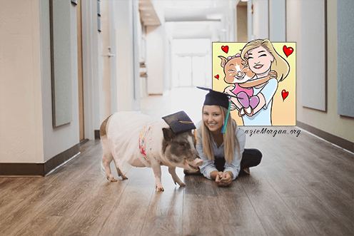 Makenzie Whitaker and Olive the Pig creator of Kidney Kronicles Makenzie Whitaker and Olive the Pig creator of Kidney Kronicles