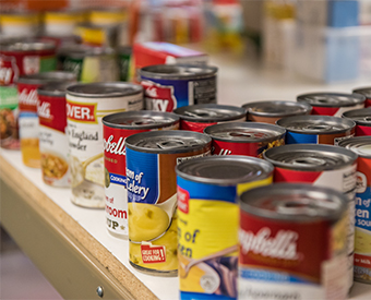 Food Pantry Cans on Shelf